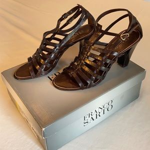 FRANCO SARTO Brown Leather Birdcage Sandals Sz 9M